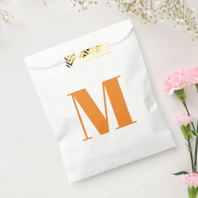 Customize monogram initial orange white favour bag (Sealed)