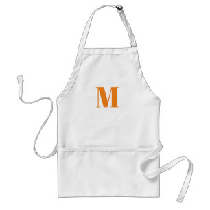 Customize monogram initial orange white standard apron