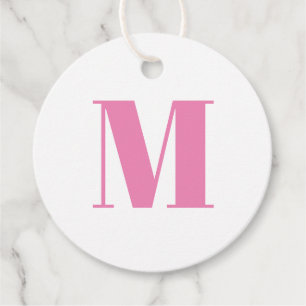 Customize monogram initial pink white gift favour tags