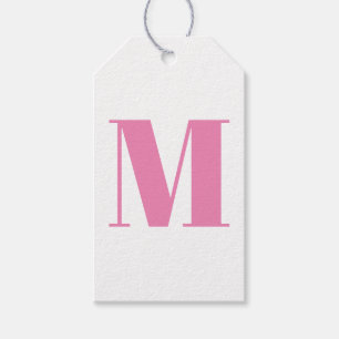 Customize monogram initial pink white gift tags