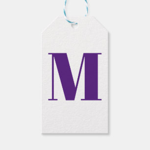 Customize monogram initial purple violet white gift tags