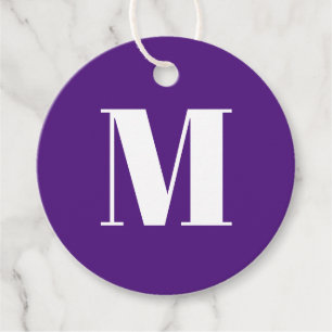 Customize monogram initial purple white gift favour tags