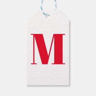 Customize monogram initial red white gift tags