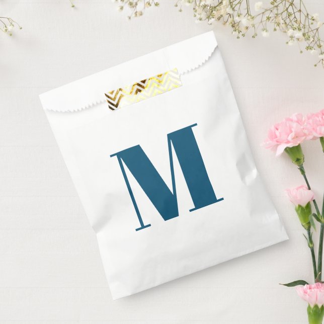 Customize monogram initial teal blue white favour bag (Sealed)