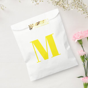 Customize monogram initial yellow white favour bag