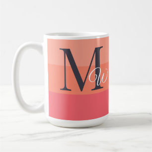 Customize Monogram Initials For Peach Colorblock  Coffee Mug