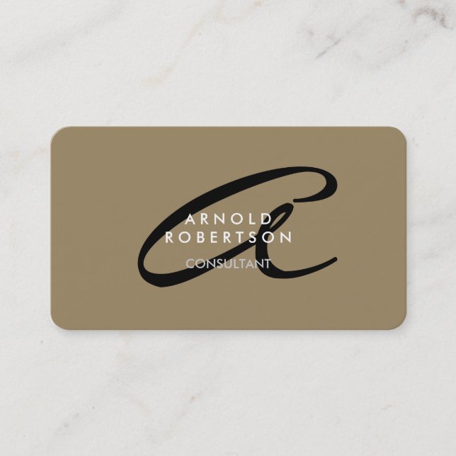 Customize Monogram Plain Beige Trend Business Card (Front)