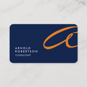 Customize Monogram Plain Blue Trendy Business Card