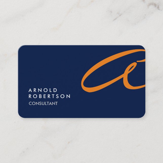 Customize Monogram Plain Blue Trendy Business Card (Front)