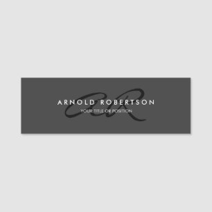 Customize Monogram Plain Gray Black Add Name Tag