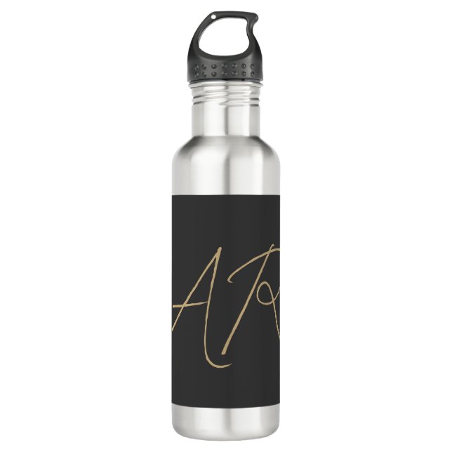 Customize Monogram Plain Grey Beige 710 Ml Water Bottle (Front)
