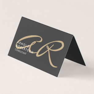 Customize Monogram Plain Grey Beige Business Card