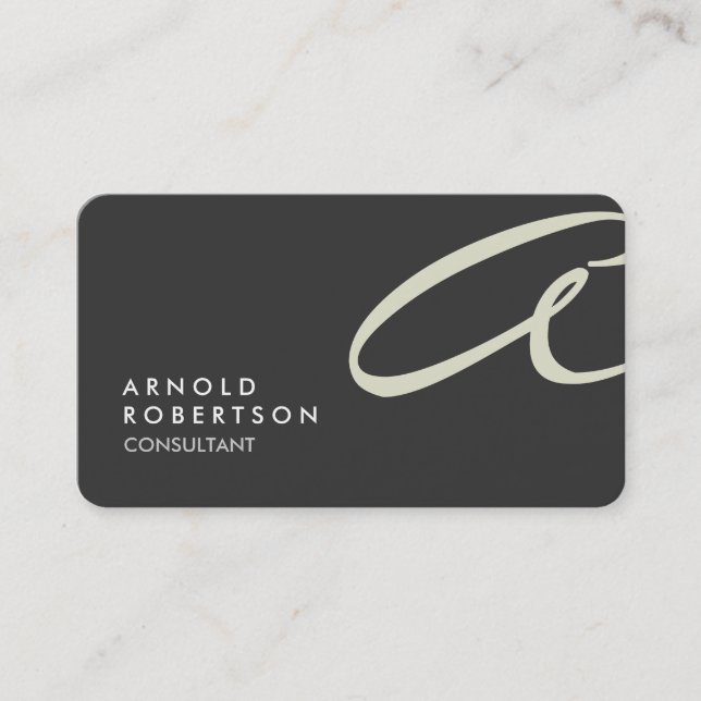 Customize Monogram Plain Grey Beige Business Card (Front)