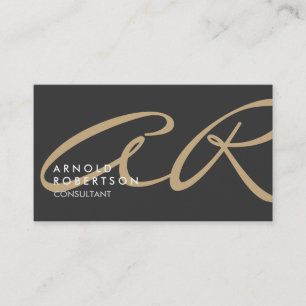 Customize Monogram Plain Grey Beige Business Card