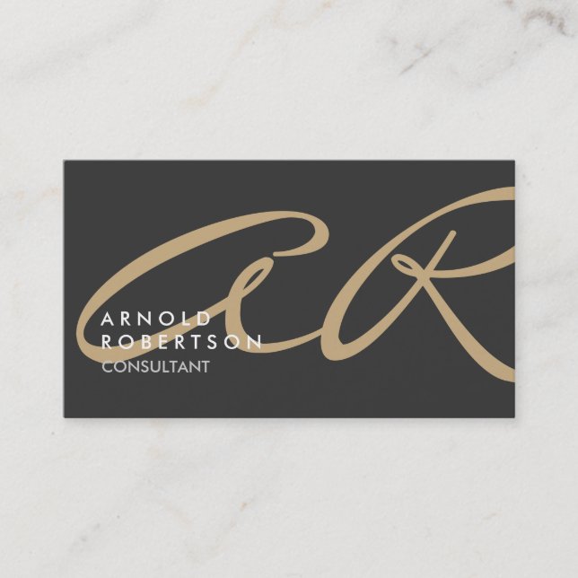 Customize Monogram Plain Grey Beige Business Card (Front)