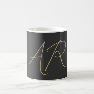 Customize Monogram Plain Grey Beige Coffee Mug