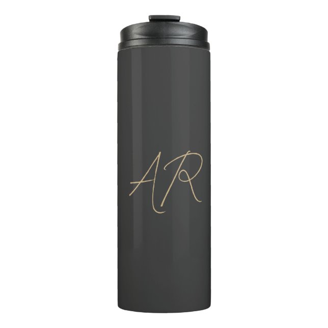 Customize Monogram Plain Grey Beige Thermal Tumbler (Front)