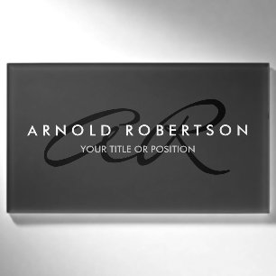 Customize Monogram Plain Grey Black Name Tag