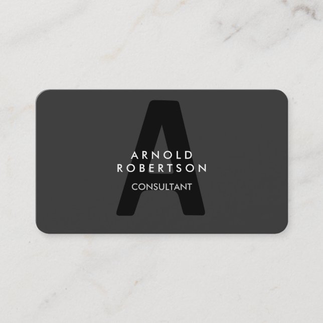 Customize Monogram Plain Grey Trendy Business Card (Front)