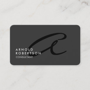 Customize Monogram Plain Grey Trendy Business Card