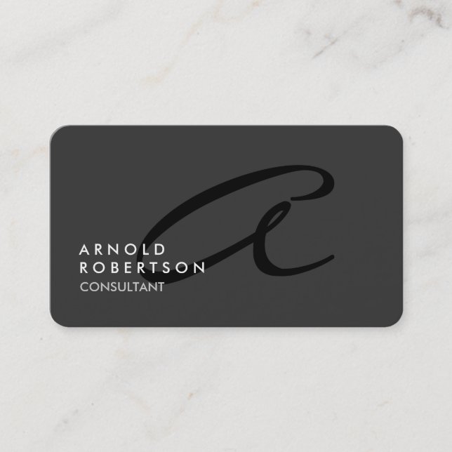 Customize Monogram Plain Grey Trendy Business Card (Front)