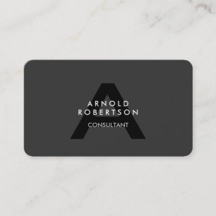 Customize Monogram Plain Grey Trendy Business Card
