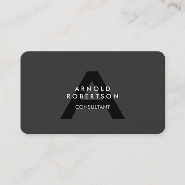 Customize Monogram Plain Grey Trendy Business Card (Front)