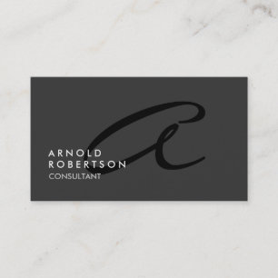 Customize Monogram Plain Grey Trendy Business Card