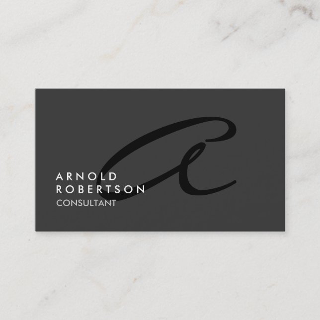 Customize Monogram Plain Grey Trendy Business Card (Front)