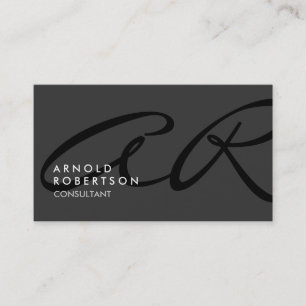 Customize Monogram Plain Grey Trendy Business Card