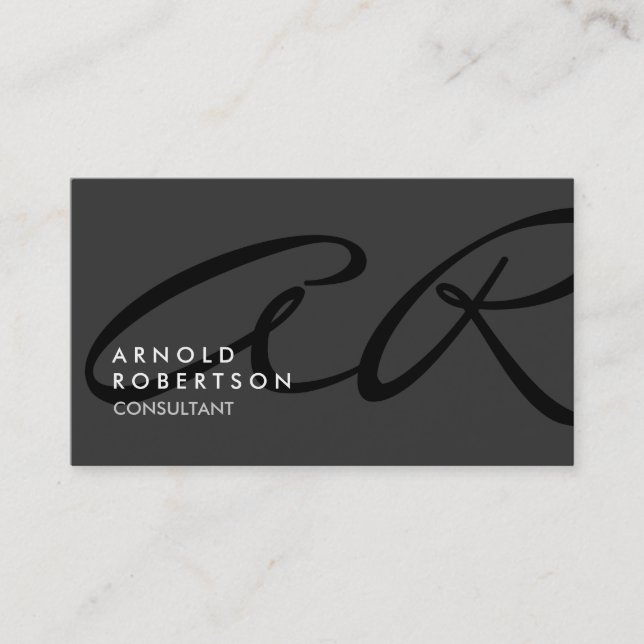 Customize Monogram Plain Grey Trendy Business Card (Front)