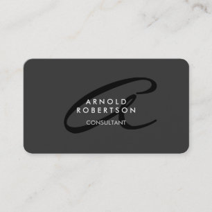 Customize Monogram Plain Grey Trendy Business Card