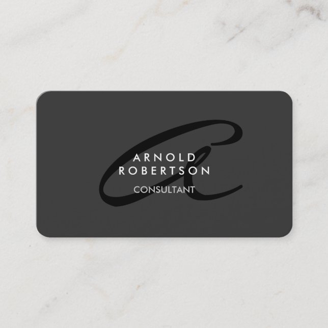 Customize Monogram Plain Grey Trendy Business Card (Front)