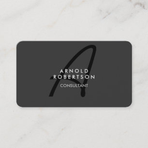 Customize Monogram Plain Grey Trendy Business Card