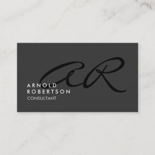 Customize Monogram Plain Grey Trendy Business Card