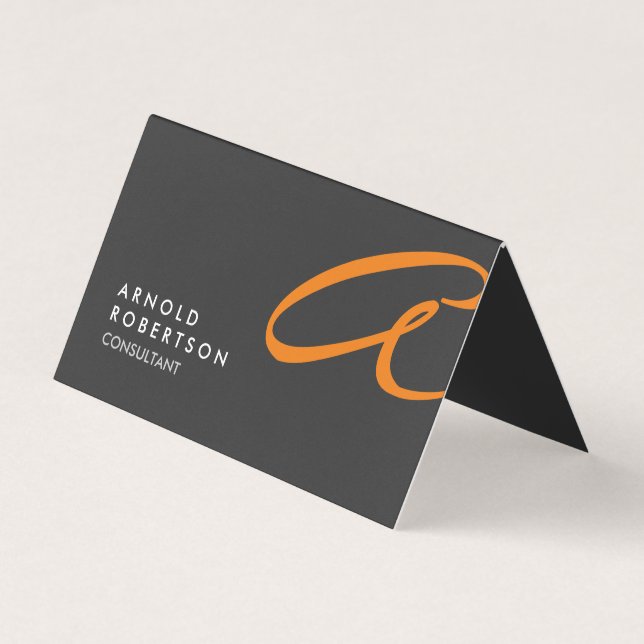 Customize Monogram Plain Grey Trendy Business Card (Front)
