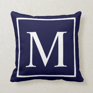Customize monogram Quotation on navy blue Throw Pillow