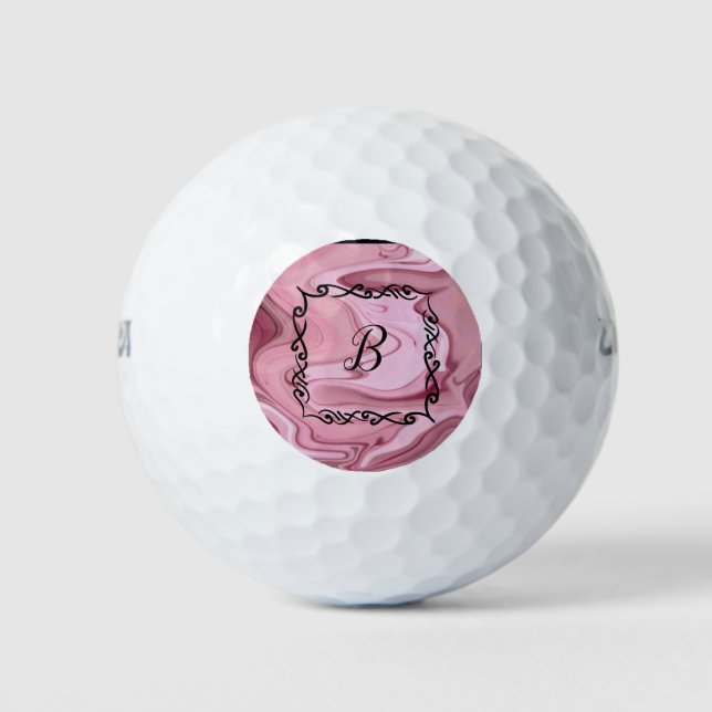 Customize Monogramed Golf Ball Mauve Pink (Front)