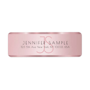 Customize Monogrammed Rose Gold Return Address