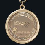 Customize Mother Of Bride Gold Keepsake Necklace<br><div class="desc">Replace Mother Of The Brides first name and last name initial with correct information, and the date of your marriage, on this elegant keepsake necklace, in the "Personalize It" box on the right of this product page. You may choose to change and/or delete any of the information on necklace. Font,...</div>