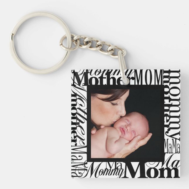 Customize Mother's Day Word Collage Photo Keychain (Front)