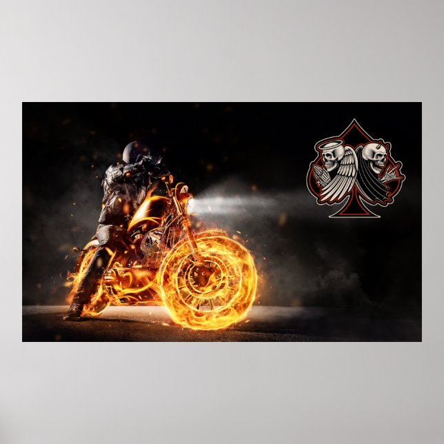 Customize Motorcycle Biker Repair Logo Wall Poster (Front)