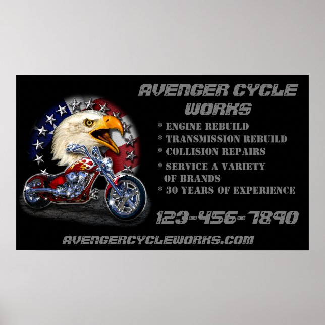 Customize Motorcycle Repair Shop Business  Poster (Front)