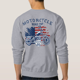 Customize Motorcycle Road Trip Route 66 USA Flag  Sweatshirt
