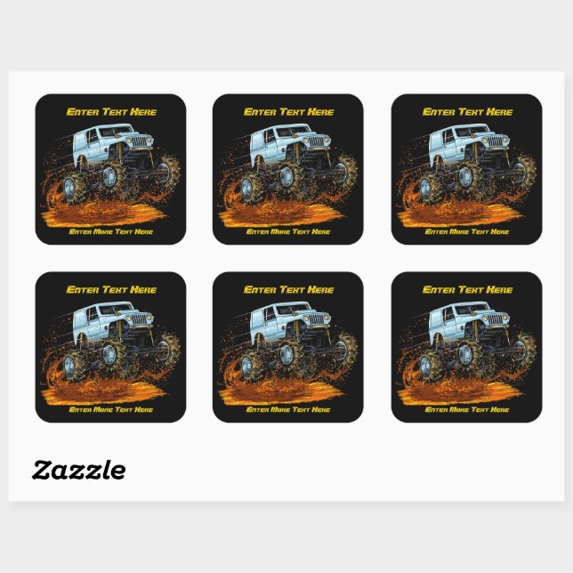 Customize Mud Bogging 4 X 4 Off Road Vehicle Square Sticker (Sheet)