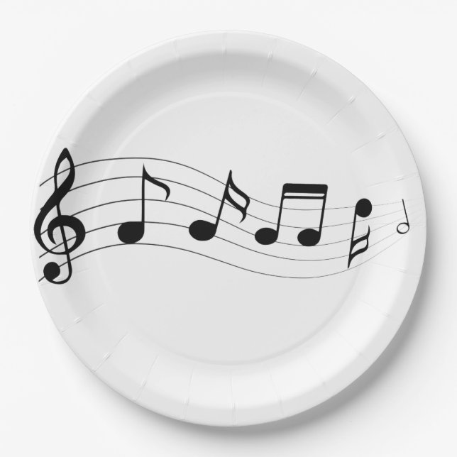 Customize Musical Notes Party Plate (Front)