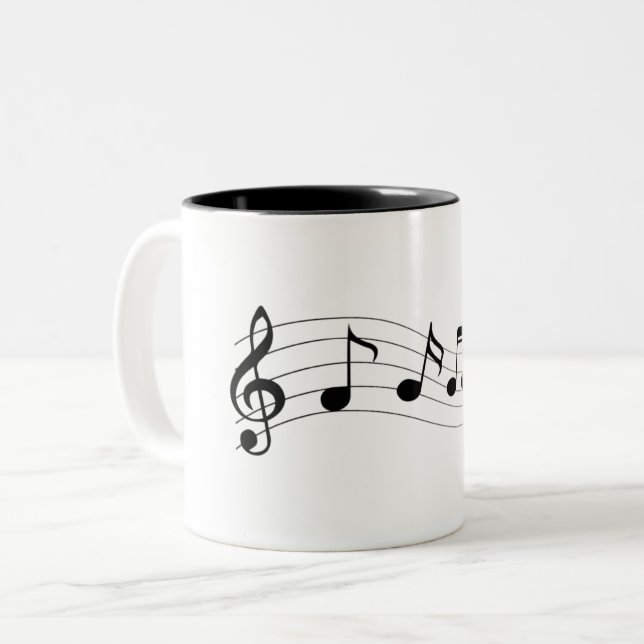 Customize Musical Notes Two-Tone Coffee Mug (Front Left)