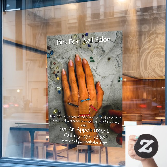 Customize Nail Salon Set of Nails Business 2 Window Cling (Cafe Window)
