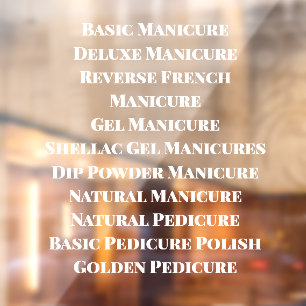 Customize Nail Salon Spa Detailed List of Serviced Window Cling
