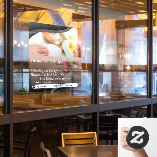 Customize Nail Salon Spa Pedicure Tranquil  Window Cling (Restaurant Window)